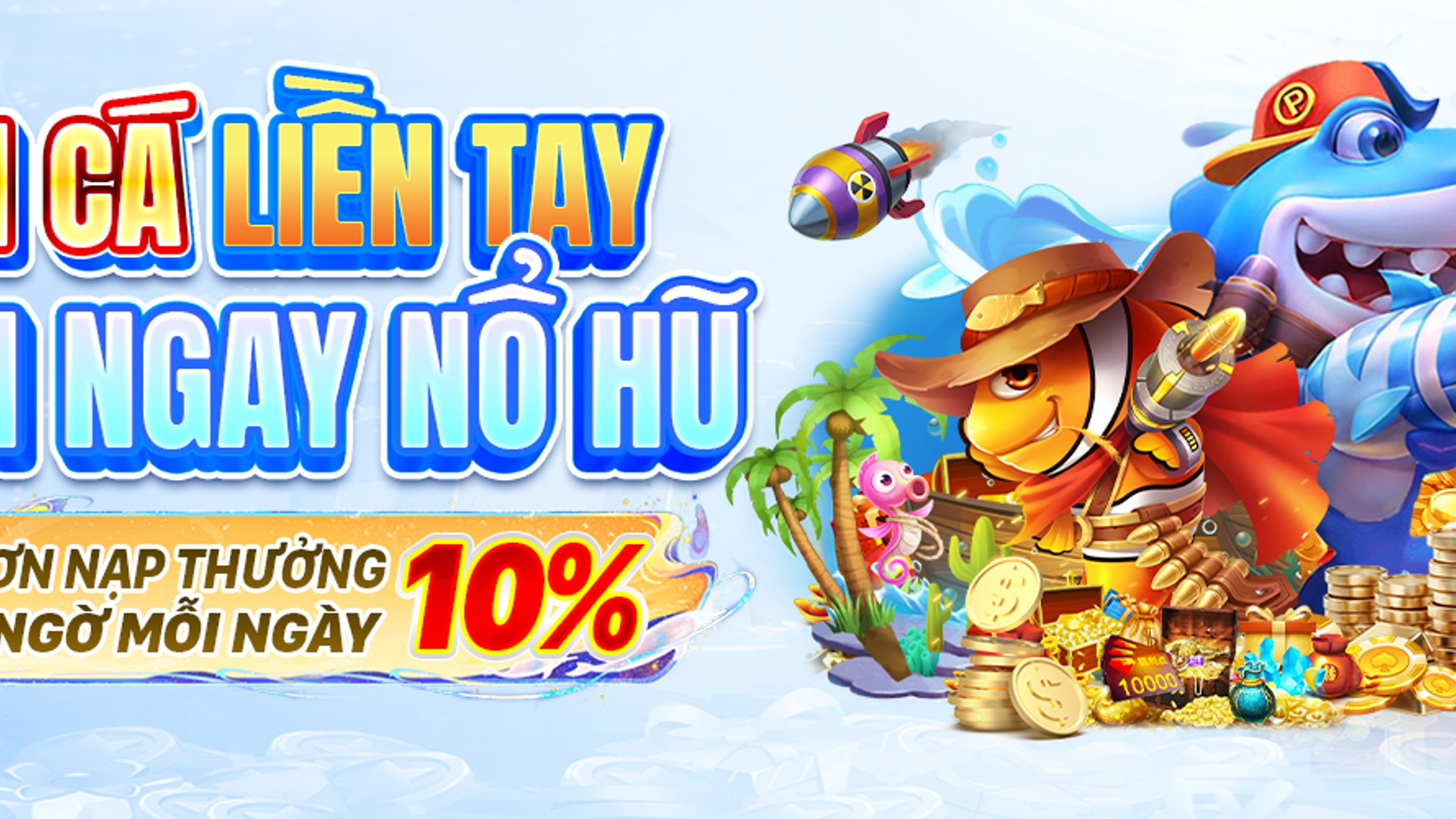 Hình ảnh game bắn cá tại Lucky8 Casino với đồ họa sống động, cá vàng và kho báu